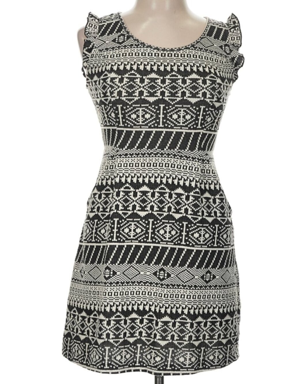 Xhilaration Black and White Aztec Mini Dress size M